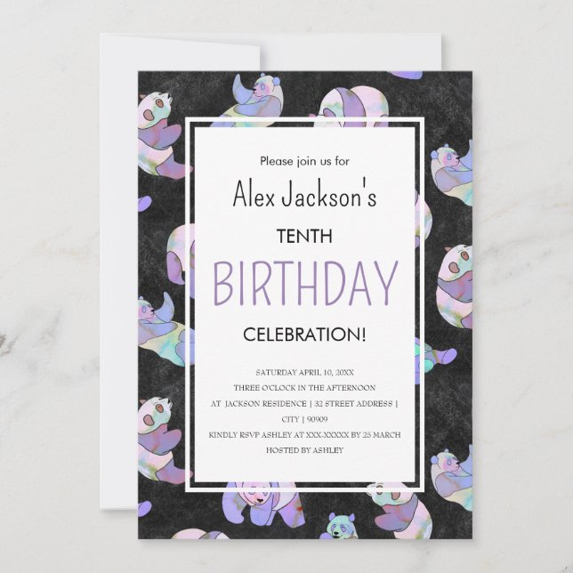 Söt Färgrik Vattenfärg Panda Björn Mall (Framsida)