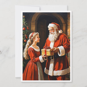 Söt Färgrik Vintage Rustik Glad Jul Julkort