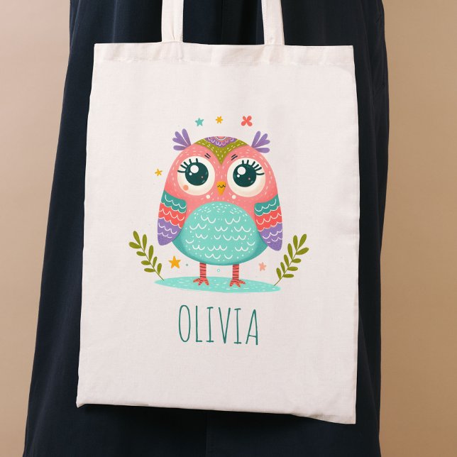 Söt Färgrik Whimsical Baby-Uggla Tygkasse (Skapare uppladdad)