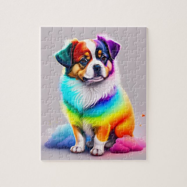 Söt färgstark Hund i Cute Pussel (Vertikal)
