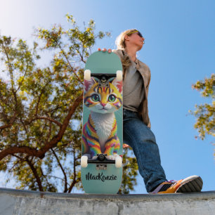 Söt Färgstark Margay Godis Katt Mini Skateboard Bräda 18,5 Cm
