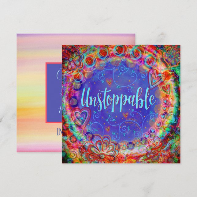 Söt Färgstark Motiveringsbar Mobil Tack Kort (Fram/baksida)