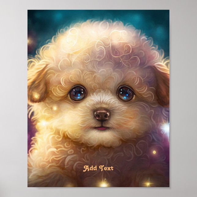 Söt Färgstark Pudel Valp Hund Djur Barnkammare Poster (Framsidan)