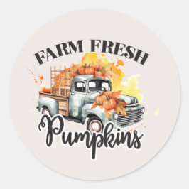 Söt Farm färska pumpor gamla lastbil Runt Klistermärke