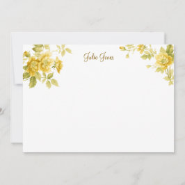 Söt Farmhouse Golden Gult Blommigt  Anteckningskort