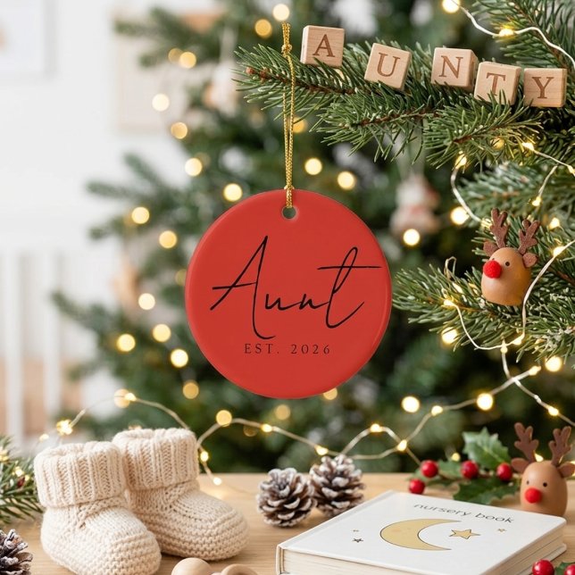 Söt Faster EST År Jul Souvenir Skript Design Julgransprydnad Keramik (Skapare uppladdad)