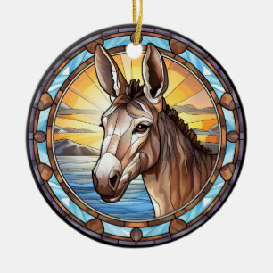 Söt fastfärgad glasflaska Donkey Julgransprydnad Keramik