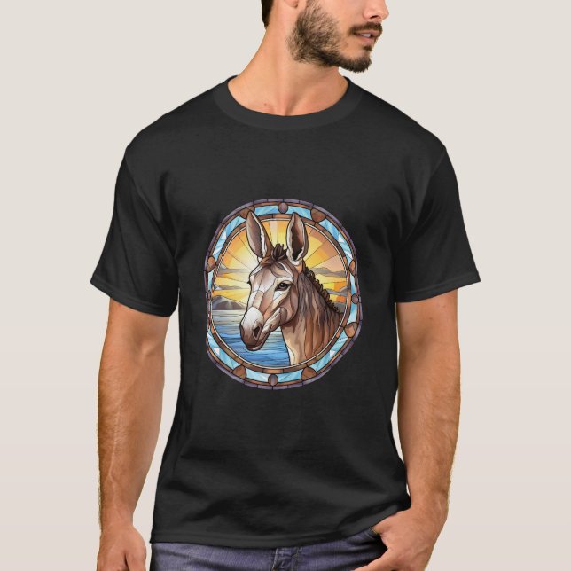 Söt fastfärgad glasflaska Donkey T Shirt (Framsida)
