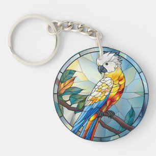Söt fastfärgad glasvit Cockatoo Parrot Bird