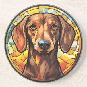 Söt fastfärgat glas Dachsund Hund Underlägg