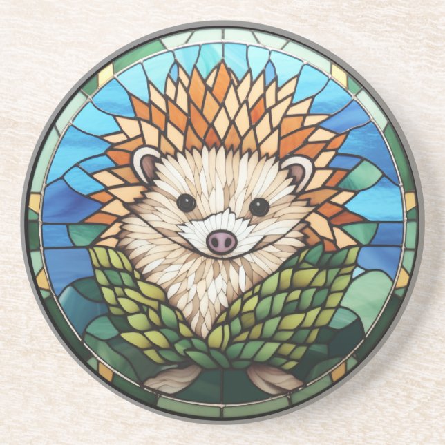 Söt fastfärgat glas Hedgehog Underlägg (Framsidan)