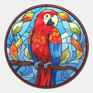 Söt fastfärgat glasögon Scarlet Macaw Parrot Bird Runt Klistermärke
