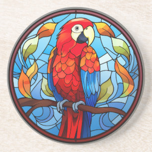 Söt fastfärgat glasögon Scarlet Macaw Parrot Bird Underlägg