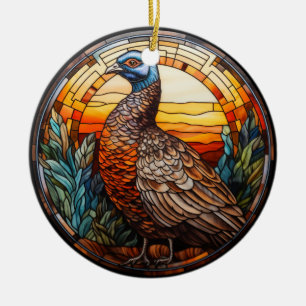 Söt, fastkedjat glas, fasan Hen Julgransprydnad Keramik