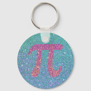 Söt Faux Glitter Aquamarine Blue Rosa Number Pi Nyckelring