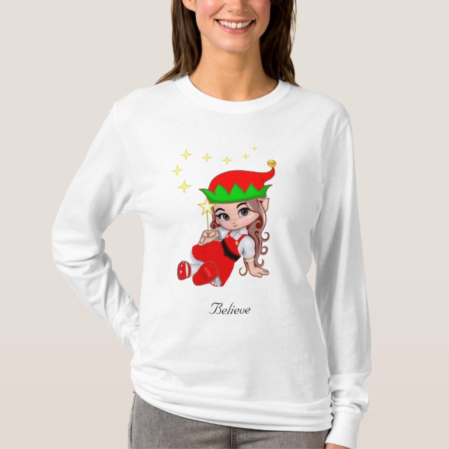 Söt fe-älva med stjärnor sweatshirt t shirt (Framsida)