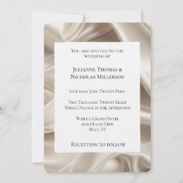 Söt Feminin Champagne Guld Faux Satin Bröllop Inbjudningar