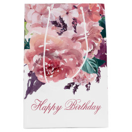 Söt Feminin Rosa Vattenfärgad Blommigt Födelsedag