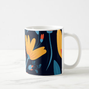 Söt Feminine Black Blommönster Kaffemugg