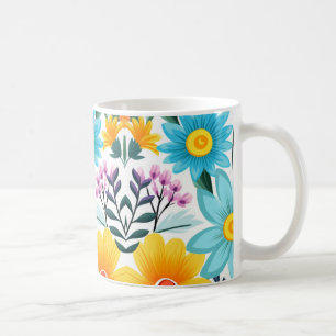 Söt Feminine Black Blommönster Kaffemugg
