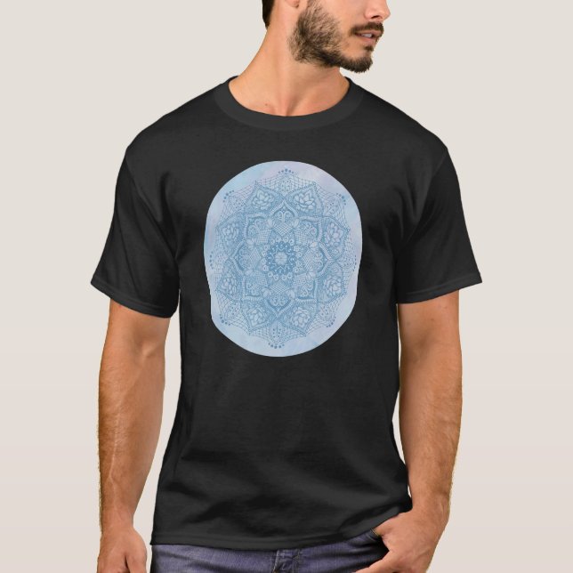 Söt Feminine Girly Blue Flower Zen Boho Lotus M T Shirt (Framsida)