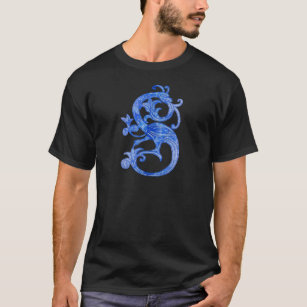 Söt Feminine Medieval Blue Fantasy Dragon Tee Shirt