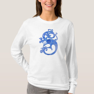 Söt Feminine Medieval Blue Fantasy Dragon Tröja