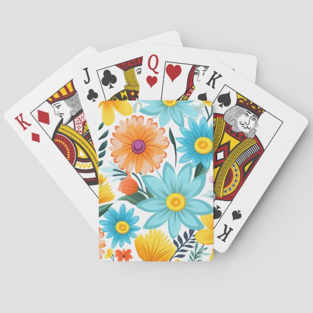Söt Feminvit Blommönster Casinokort (Baksidan)