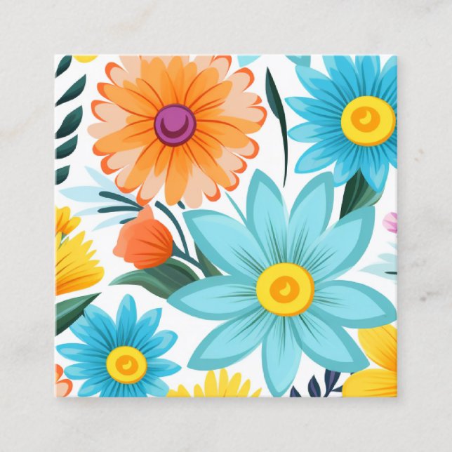 Söt Feminvit Blommönster Fyrkantigt Visitkort (Framsida)