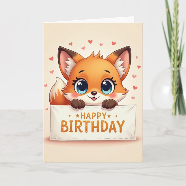Söt Fennec Blå Ögon Kort (Framsida)