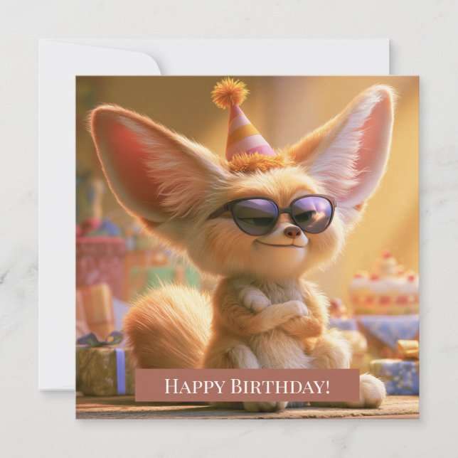 Söt Fennec-räv Glad födelsedagshälsningskort (Framsida)