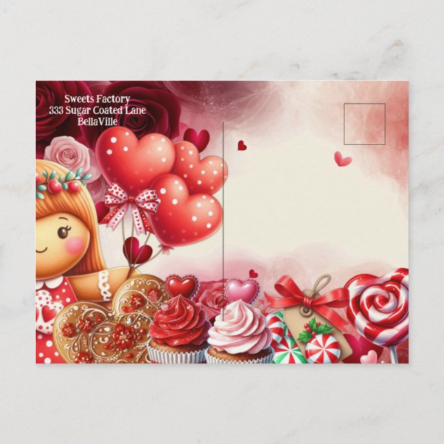 Söt fest evenemang postkort inbjudan Candy Land Vykort (Baksida)