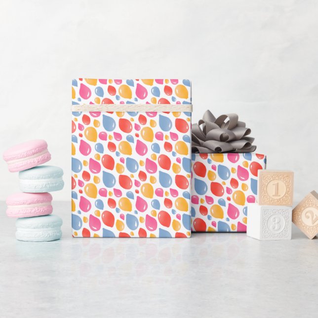 Söt festballong Tjejig födelsedagsmönster  Inpackn Presentpapper (Baby Shower)