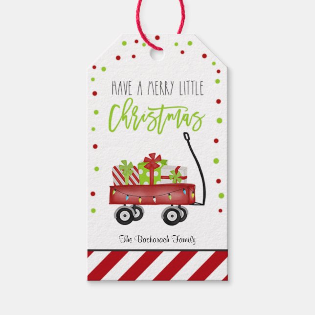 Söt Festiv Röd Randig God Jul Förmån Presentetikett (Framsidan)
