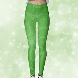 Söt Festive Grönt with Swirls and Circles Leggings