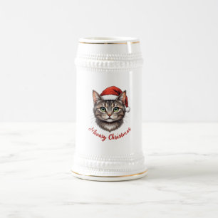 Söt Festlig Julkatt med Tomtehatt Sejdel