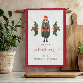 Söt Festlig Nötknäckare God Jul Kökshandduk