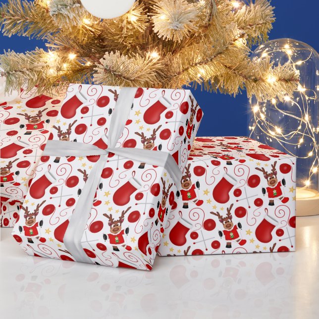 Söt festlig röd julren presentpapper (Helgdagar)