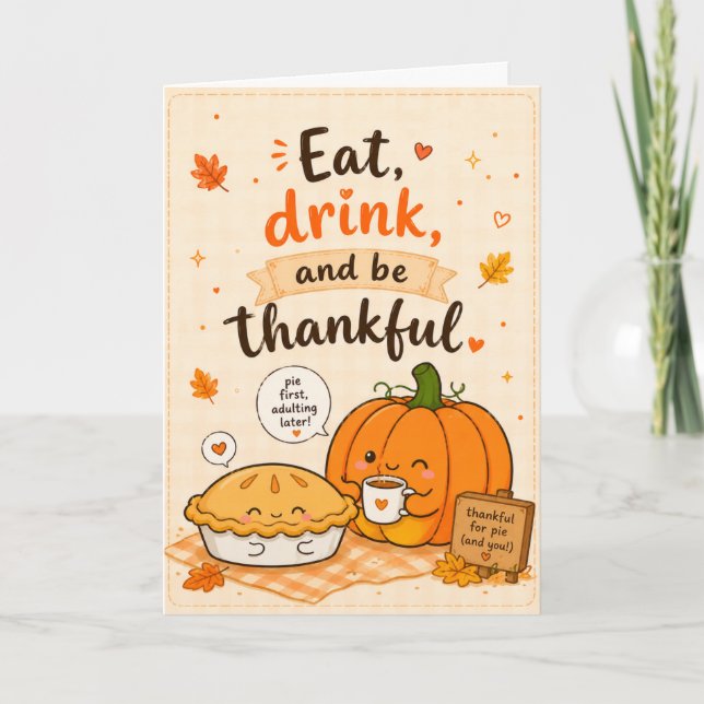 Söt festlig Thanksgivinghälsning Kort (Framsida)
