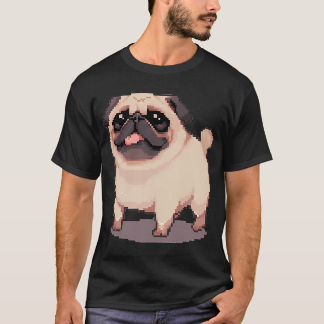 Söt fet mops - Pixelkonst T Shirt (Framsida)