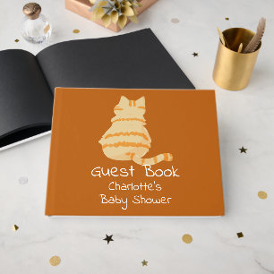 Söt fet orange katt baby shower gästböcker