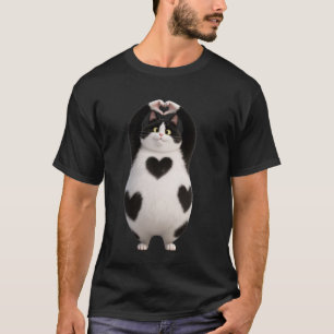 Söt fet svart katt pappa mamma hjärtan tassar skyl t shirt