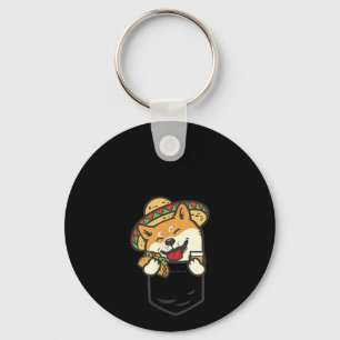 Söt fick Shiba Inu Mexikansk Hund Taco Tequila Nyckelring