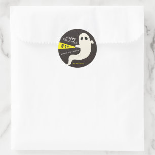 Söt ficklampa spöke Glad Halloween present Runt Klistermärke