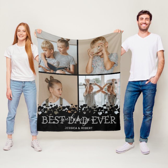 Söt Filt med fotokollage - Bästa pappa någonsin (På plats)