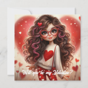 Söt fin rapp tjej var min Valentine Julkort