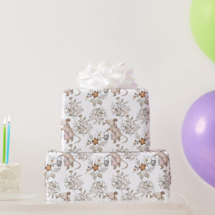 Söt Finare-mus, Rosa Apron, Bucket, White Presentpapper