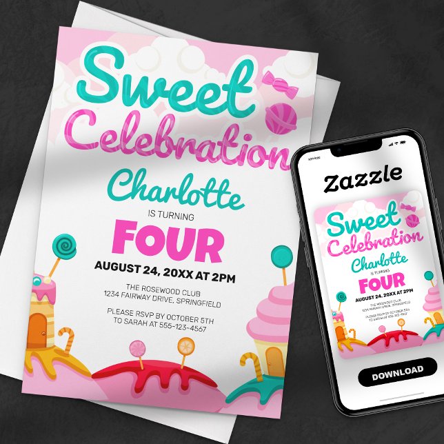 Söt Firande: Candyland Birthday Bash Inbjudningar (Skapare uppladdad)
