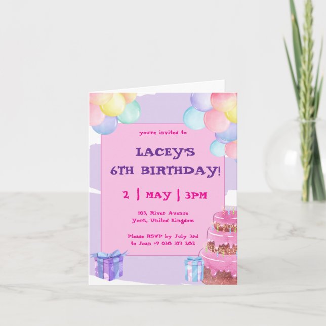 Söt Firande-inbjuden födelsedag Inbjudan (Framsida)