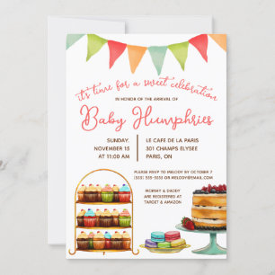 Söt Firande, kummel, Macaron Baby Shower Inbjudningar